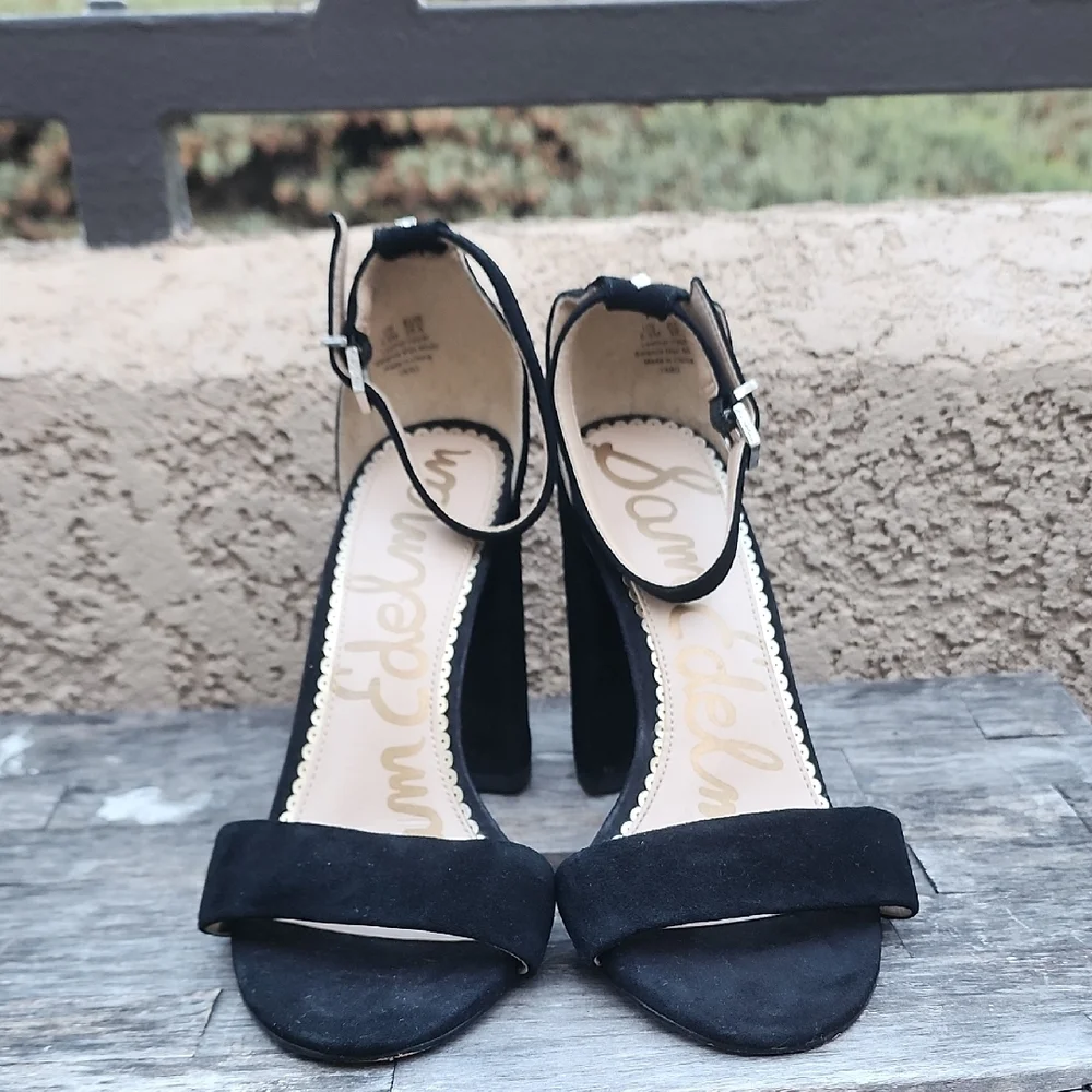 Sam Edelman Heeled Sandals Black Suede Size 5.5